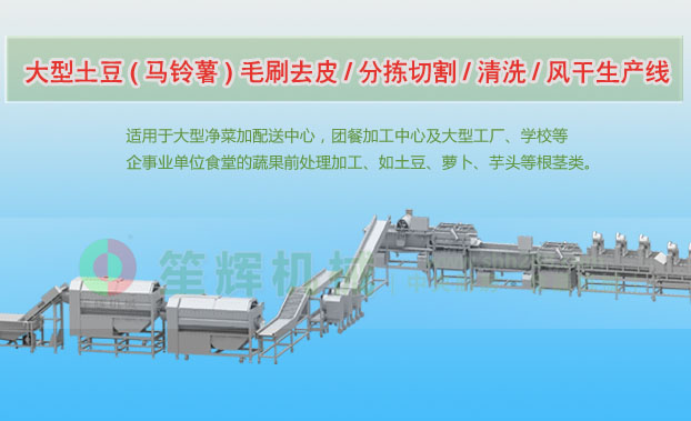 平昌连续式土豆去皮清洗切割风干生产线